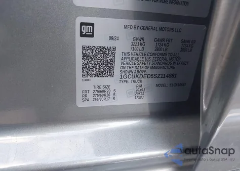 2025 Chevrolet Silverado 1500 4Wd Standard Bed Lt из США, поврежденный, VIN 1GCUKDED5SZ114881